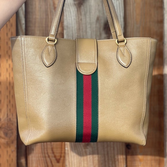 SOLD Gucci Small Tote Bag with Double G and Web - Picture 3 of 6